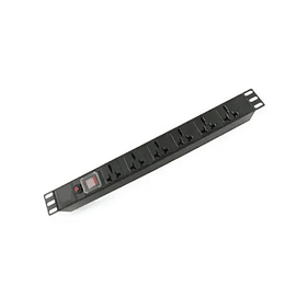 PDU ZKTeco de 6 puertos Schuko para racks, tipo zapatilla, color negro, ideal para centros de datos