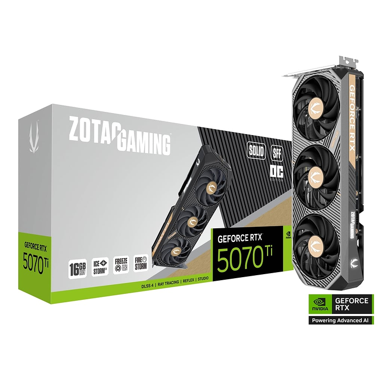 Tarjeta de Video ZOTAC GAMING GeForce RTX™ 5070 Ti SOLID SFF OC 16GB GDDR7 1