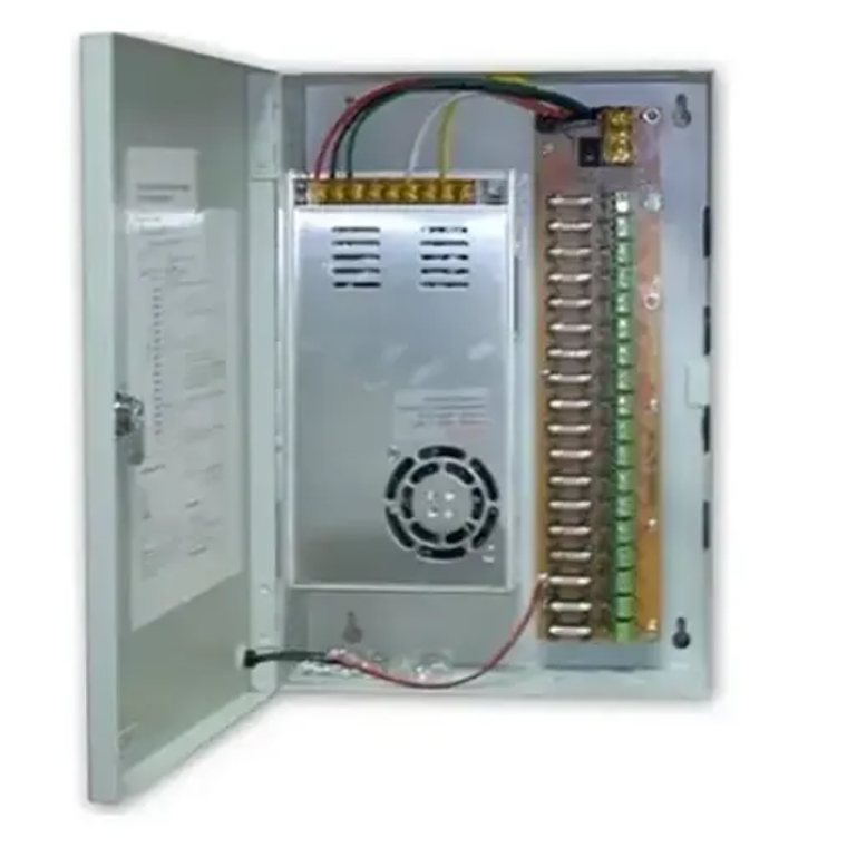 Fuente de poder ZKTeco ZK-10A-9CH: 9 salidas de 12V DC, 10A totales, 1.1A xcanal, protec. sobrecarga 1