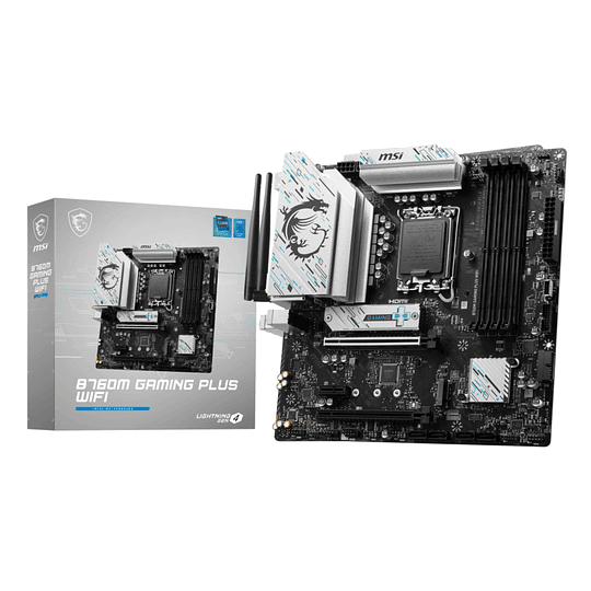 Placa Madre MSI B760M GAMING PLUS WIFI (LGA1700, DDR5 x4, M.2 x2, Micro-ATX)