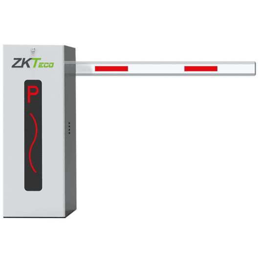 Barrera vehicular izq. con pluma telescópica de 4.5 metros, color gris 