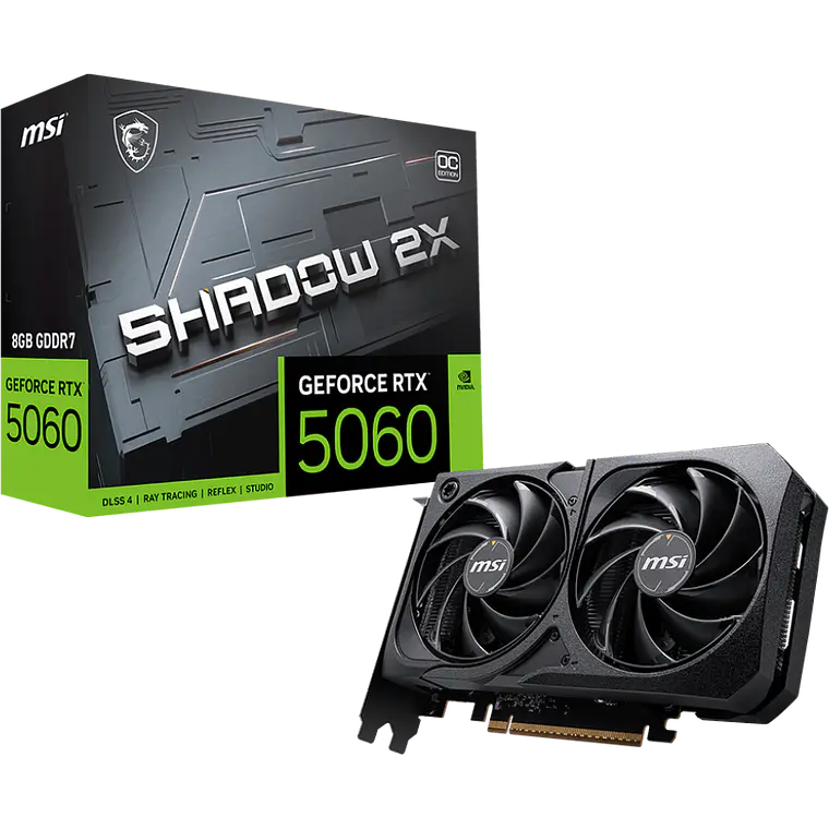 Tarjeta de Video MSI GeForce RTX 5060 SHADOW 2X OC de 8GB GDDR7 1