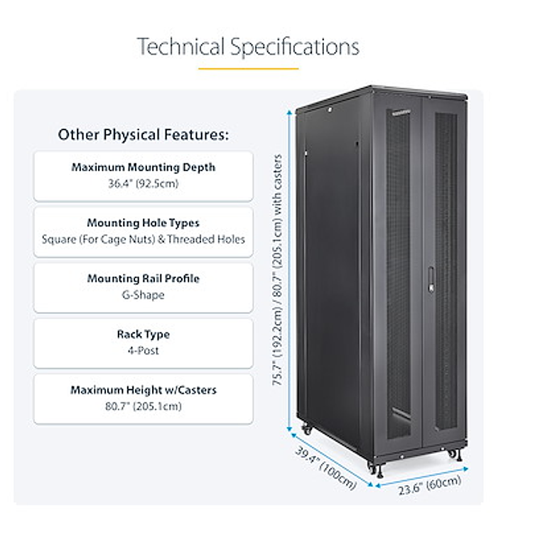 Rack Armario de Equipos de 4 Columnas 42U - Profundidad de 36in 5