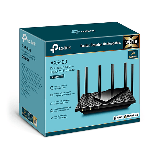 Router WiFi 6 Tp-Link AX5400 doble banda Archer AX72