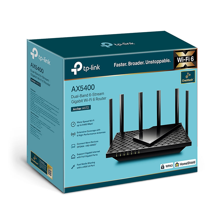 Router WiFi 6 Tp-Link AX5400 doble banda Archer AX72 4