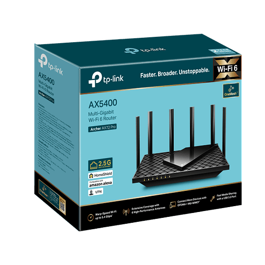 Router Archer AX72 Pro. WiFi 6 Tp-Link AX5400 doble banda (4804Mbps en 5GHz)