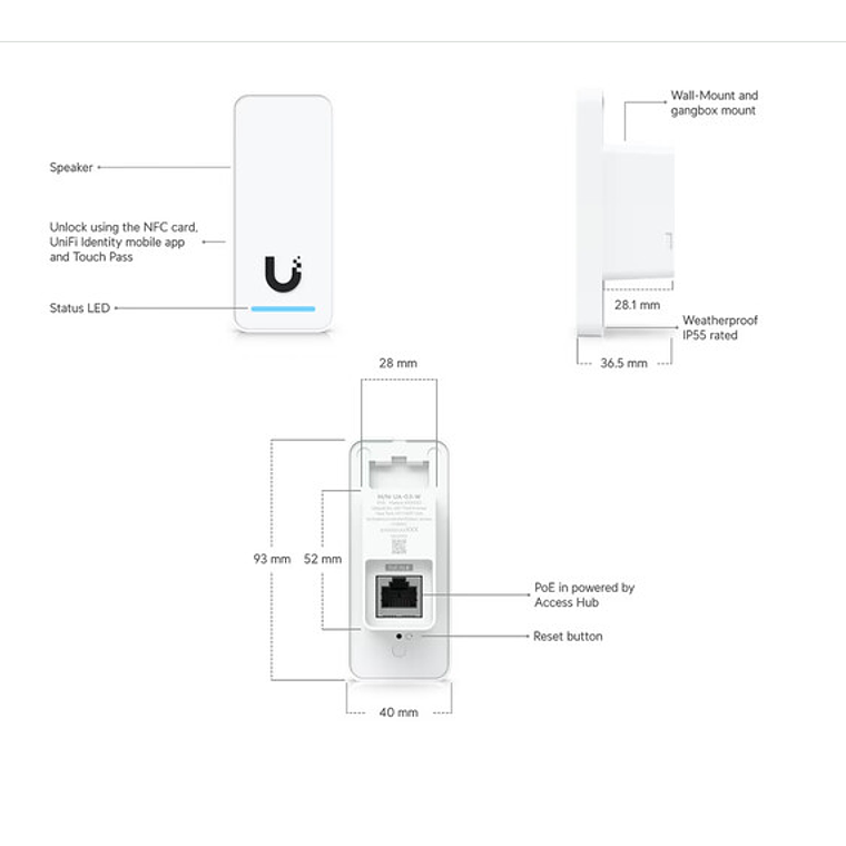 Lector de Acceso Términal Compacto - Ubiquiti  2