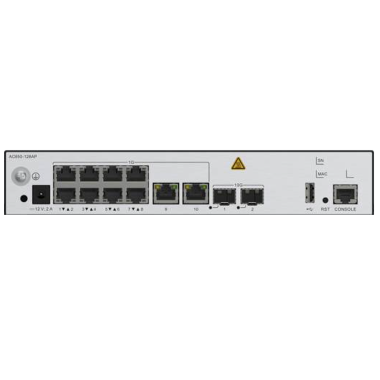 AC650-128AP. Controlador WAC Huawei para 128 AP cuenta con 10 puertos 10/100/1000BASE-T y 2 puertos 10GE SFP+ 5