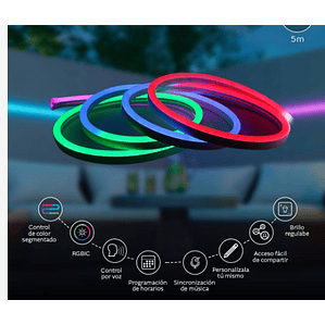 Cinta LED de Neón inteligente RGBIC Wi-Fi de 5 Metros- Nexxt Solutions