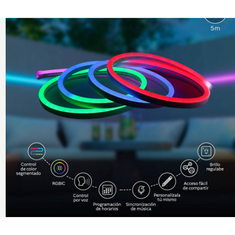 Cinta LED de Neón inteligente RGBIC Wi-Fi de 5 Metros- Nexxt Solutions 1