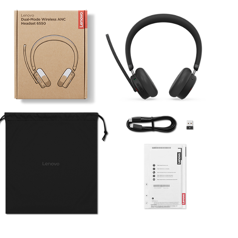 Audífono Lenovo Dual-Mode Inalámbrico ANC 6550 (USB-A 14