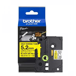 Cinta Rotuladora Brother Termocontraíble - Tubo Brother 5,2mm Am Termo retráctil 0,8-3,1mm Negro en Amarillo de 1,5mt