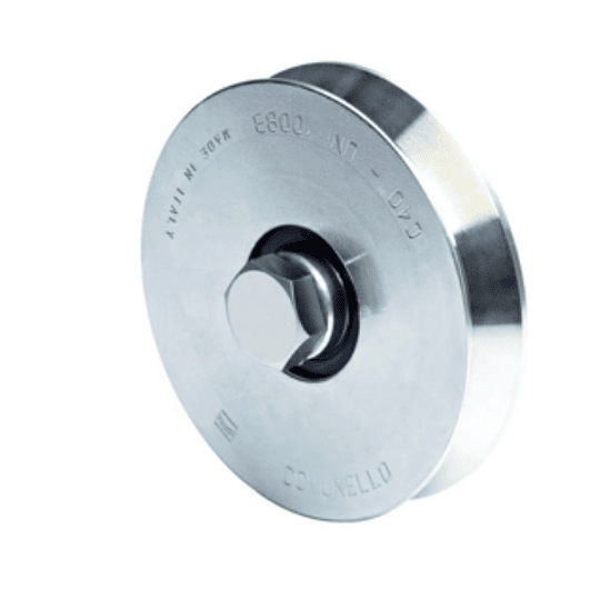 Rueda para canal V de 100mm de 2 rodamientos soporta 425 Kg