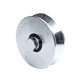 Rueda para canal V de 140mm de 2 rodamientos soporta 550 Kg