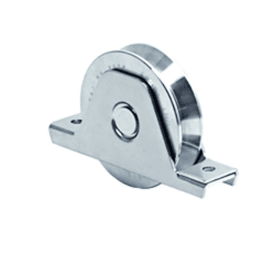 Rueda con soporte interior canal V de 90mm de 1 rodamiento soporta 300 Kg