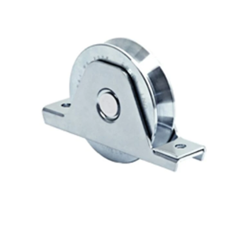 Rueda con soporte interior canal V de 90mm de 1 rodamiento soporta 300 Kg 1