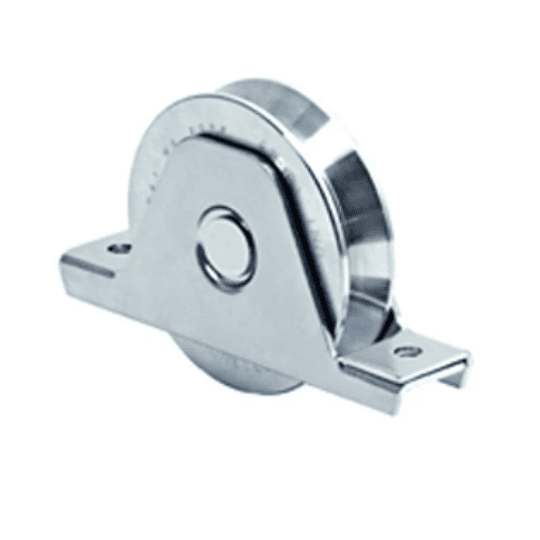 Rueda con soporte interior canal V de 100mm de 1 rodamiento soporta 380 Kg