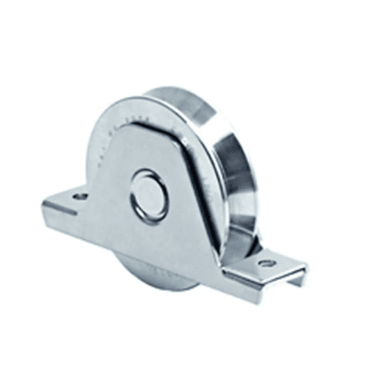 Rueda con soporte interior canal V de 120mm de 1 rodamiento soporta 400 Kg