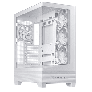 Gabinete Gamer ASUS A31 Plus, Mid Tower, Vidrio Templado, Incluye 4 Ventiladores ARGB, Blanco