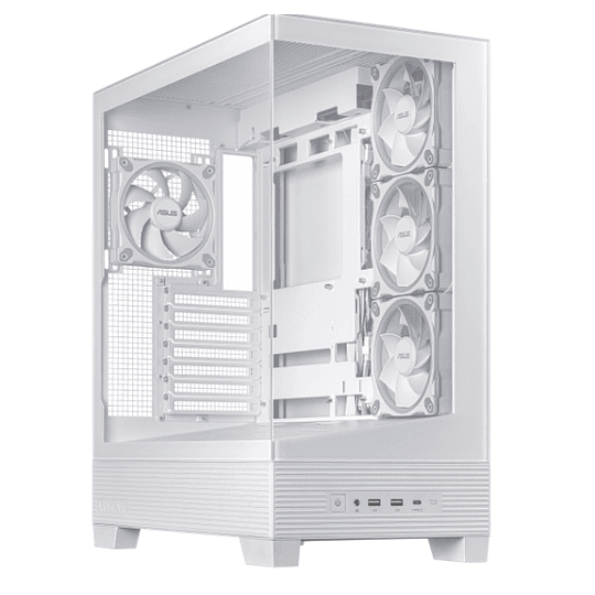 Gabinete Gamer ASUS A31 Plus, Mid Tower, Vidrio Templado, Incluye 4 Ventiladores ARGB, Blanco