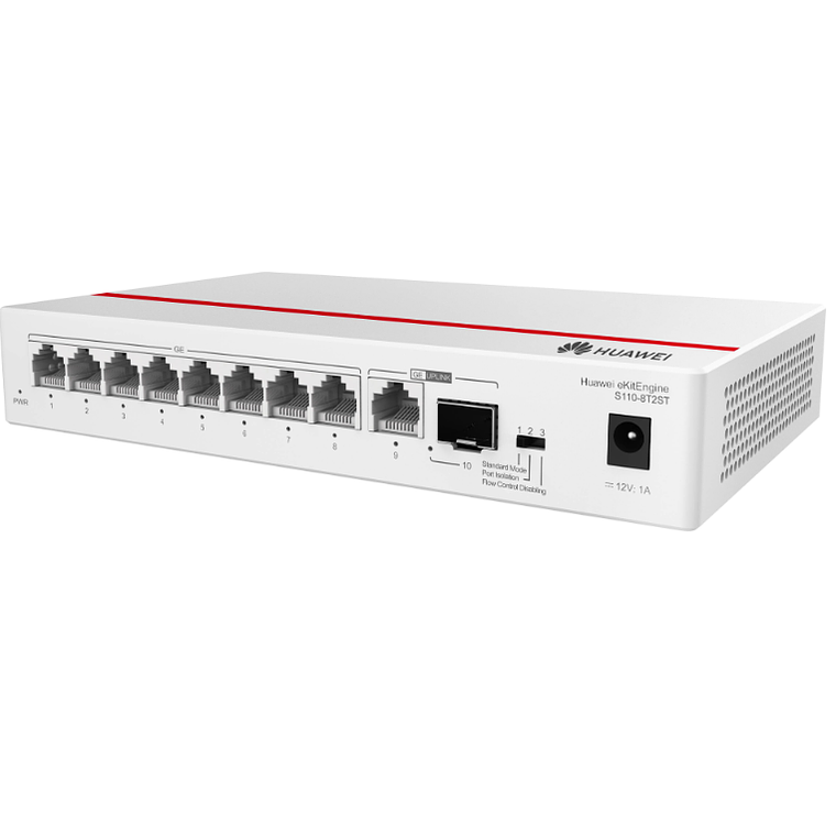 Switch Huawei S110-8T2ST 8 Puertos Gigabit + 2 Uplink SFP, 20Gbps, Fanless, Plug and Play 3