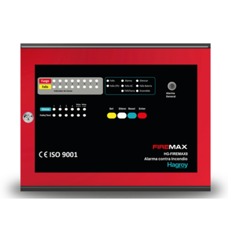 Panel convencional de Incendio serie FireMax, 8 zonas supervisadas 4 salidas NAC certificado 1
