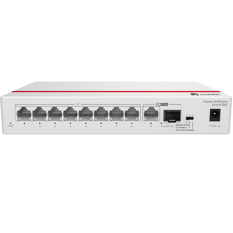 Switch 8 Puertos Gigabit + 2 Uplink SFP, 20Gbps, Fanless, Plug and Play -Huawei S110-8T2ST  1