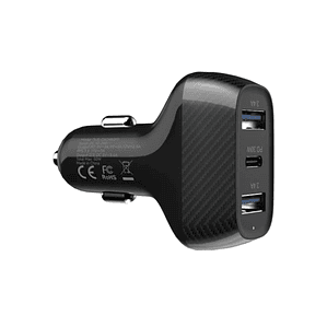 Cargador triple de auto 50W 2xUSB-A 1xUSB-C con cable 2en1 Dusted 