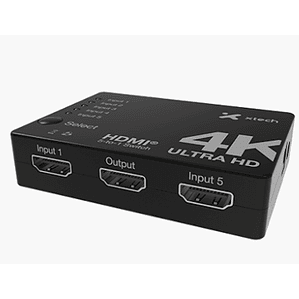 Conmutador HDMI 5 a 1 con soporte 4K UHD y control remoto - Xtech
