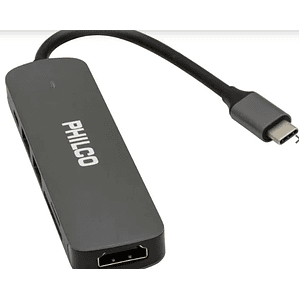 Adaptador Hub Plateado 6 en 1 HDMI 2x USB3.0 TF SD USB-C