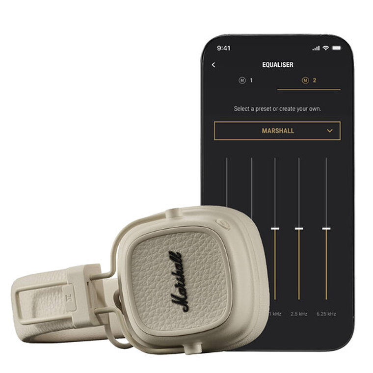 Auriculares inalámbricos Bluetooth Marshall Major V supraaurales (Crema) 5