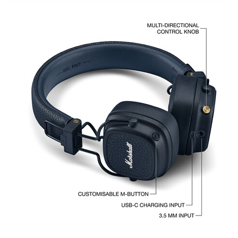 Audifono On Ear Wireless Major V Marshall azul medianoche 4