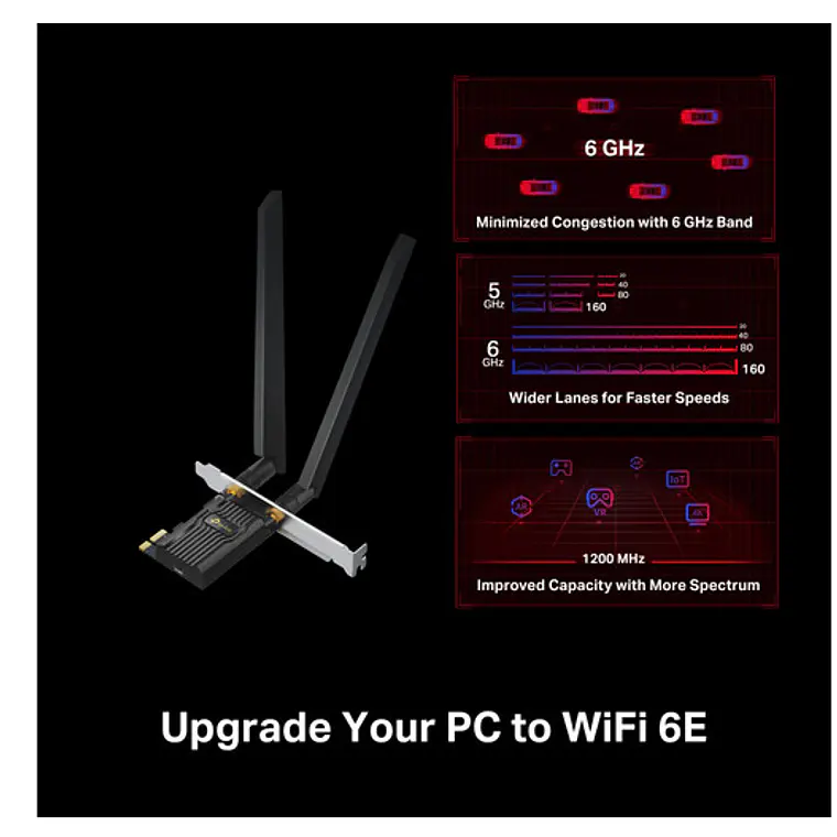Adaptador PCIe inalámbrico de triple banda Wi-Fi 6E y Bluetooth 5.3 TP-Link Archer TXE72E AXE5400   3