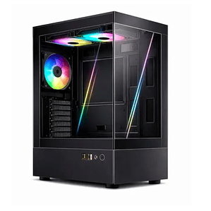 Gabinete EsGaming H60-BK (Micro-ATX, Vidrio Templado, 5 Ventiladores RGB)