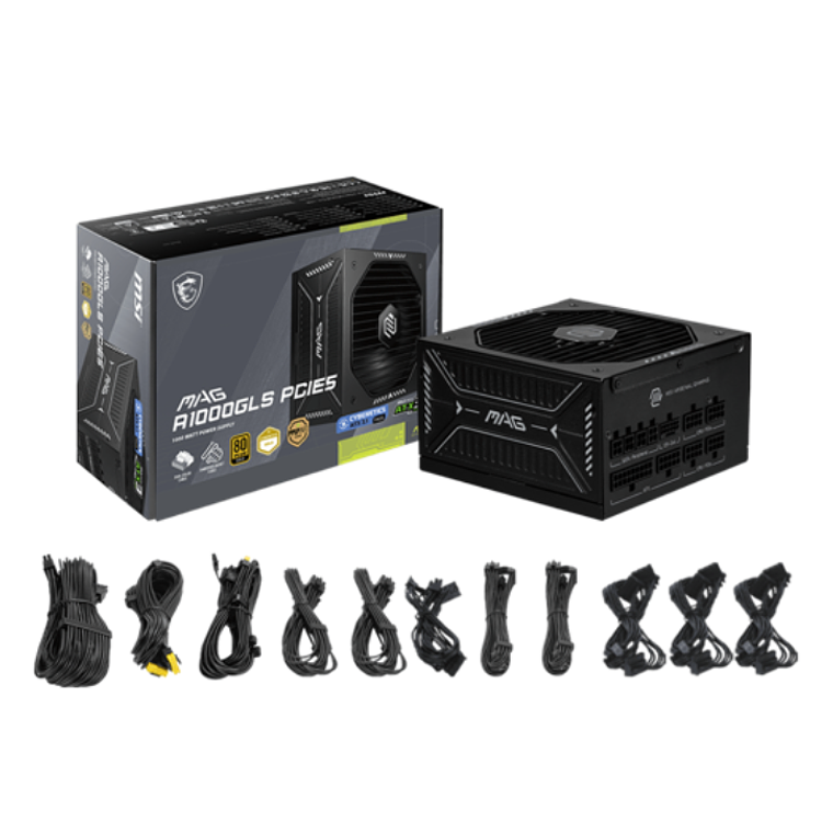 Fuente de Poder MSI MAG A1000GLS PCIE5, Full Modular, Conector 12V-6x2 4