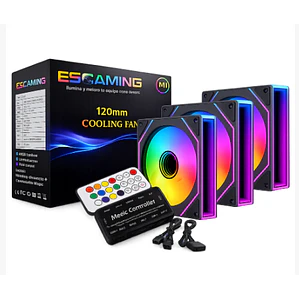 Kit de Ventiladores ESGAMING EZ-A18 ARGB (120mm, 3 unidades, Control, Negro)