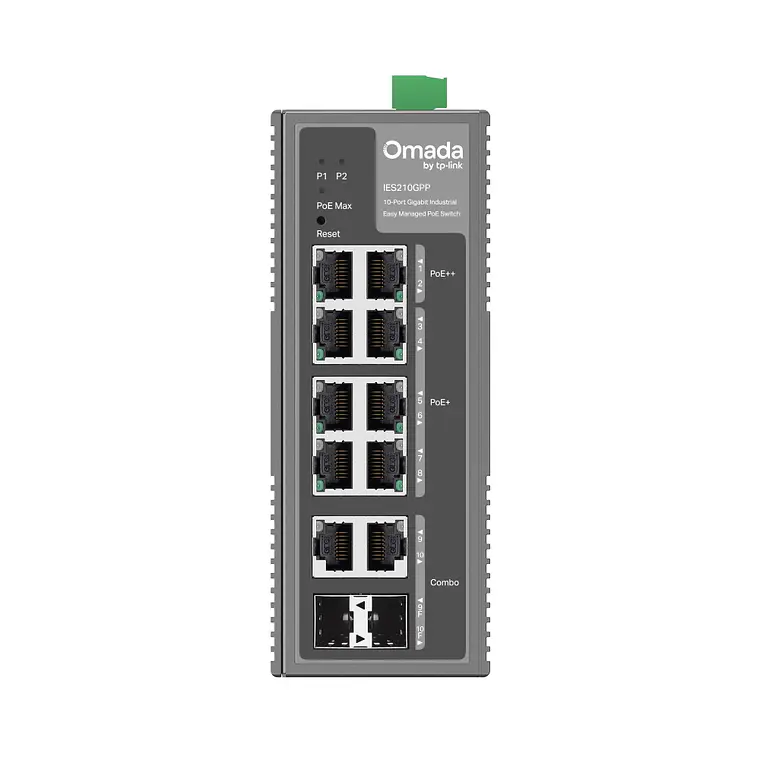 Switch 10 puertos Industrial Omada (Easy Managed con 6 puertos PoE+ y 2 puertos PoE++)  IES210GPP 2