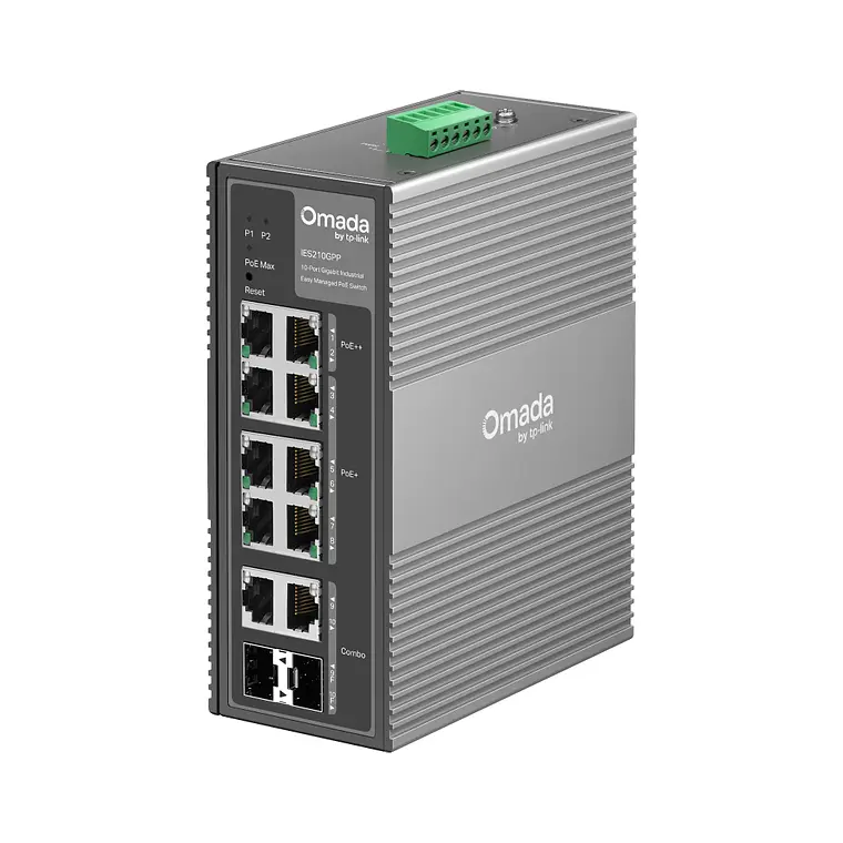 Switch 10 puertos Industrial Omada (Easy Managed con 6 puertos PoE+ y 2 puertos PoE++)  IES210GPP 3