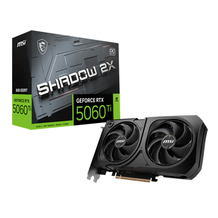 Tarjeta de Video MSI NVIDIA GeForce RTX 5060Ti Shadow 2X OC Plus, 8GB, 28Gbps, 128-Bit, PCI-e 5.0 1