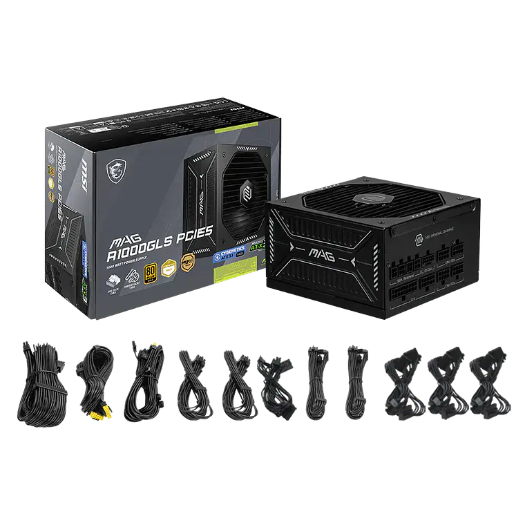 Fuente de poder 1000W MSI MAG A1000GLS PCIE5 80+ Gold 3