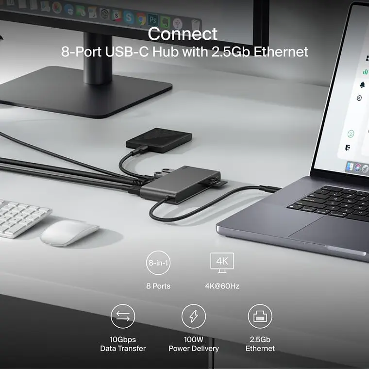 Hub 8en 1 USB-C Belkin con 2.5Gb Ethernet 6