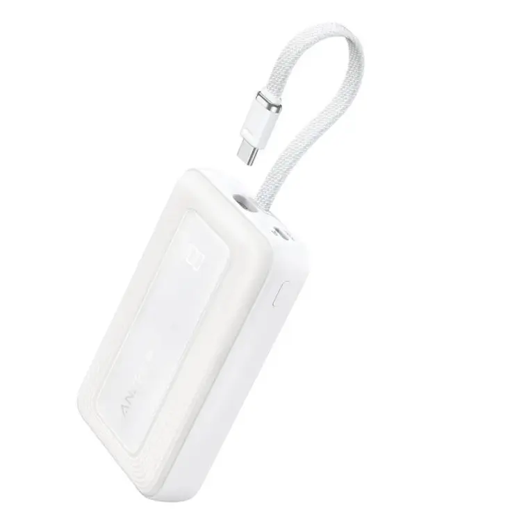 Power Bank Anker 20000mAh 30W USB-C cable integrado blanco carga rápida portátil- Blanco 1