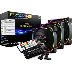 Kit de Ventiladores ESGAMING EZ-A25 ARGB (120mm, 3 unidades, Control, Negro)