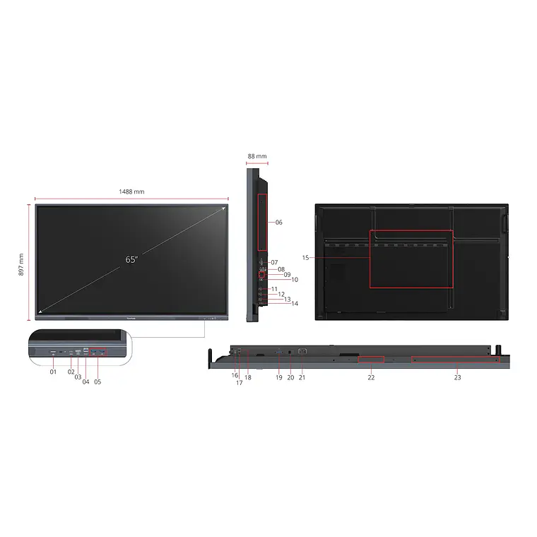 Pantalla 65“ 4K Interactiva ViewSonic IFP6533 UHD, 40 Táctil, Android 11 3