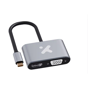 Adaptador Multipuerto Xtech XTC-542, USB-C a HDMI y VGA, Aluminio