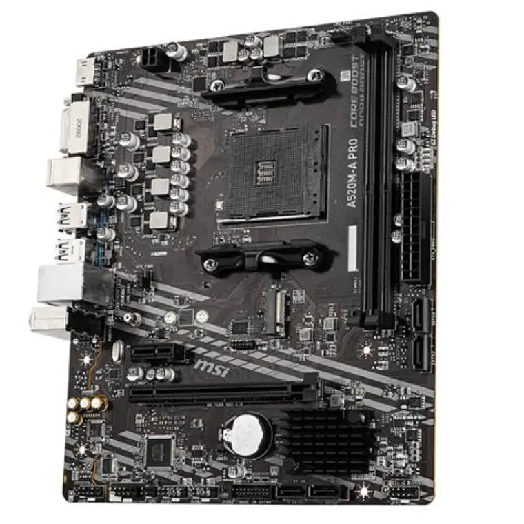 Placa Madre MSI A520M-A PRO Socket AMD AM4 DDR4 Micro-ATX para Ryzen 3000 y PCs Eficientes 3