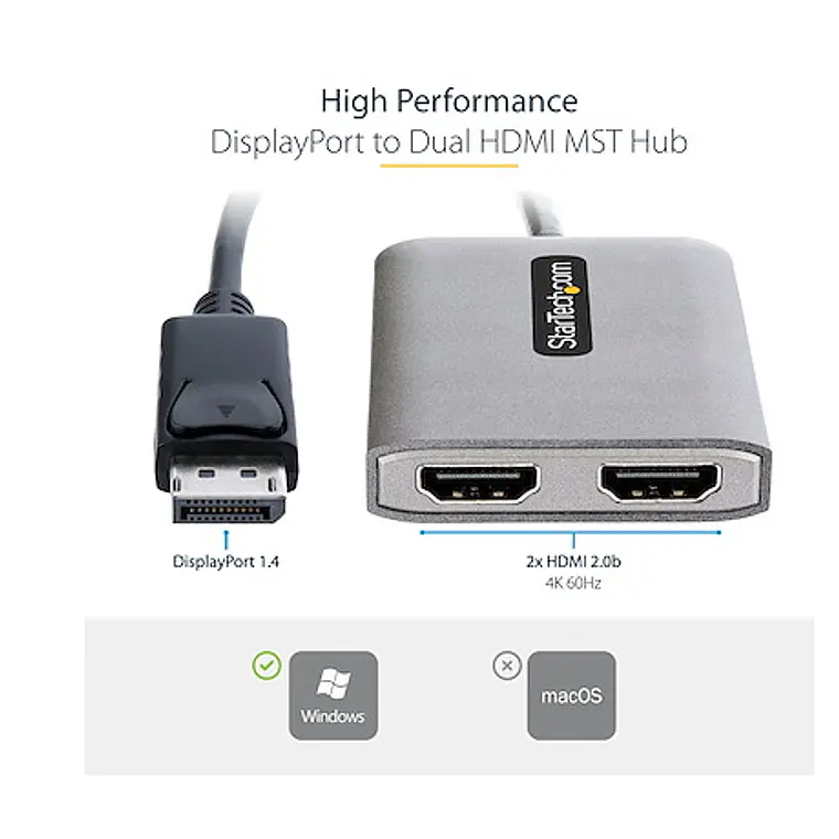 Hub Concentrador MST DisplayPort a 2 Puertos HDMI - HDMI Doble de 4K a 60Hz 2