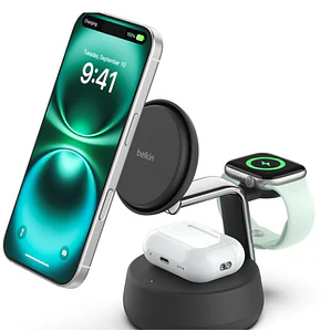 Base de carga 3 en 1 BoostCharge Qi2 15W Belkin Negra