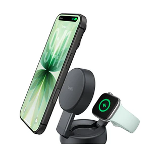 Base de carga 2 en 1 BoostCharge Qi2 15W Belkin Negra