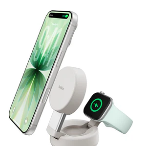 Base de carga 2 en 1 BoostCharge Qi2 15W Belkin Blanca